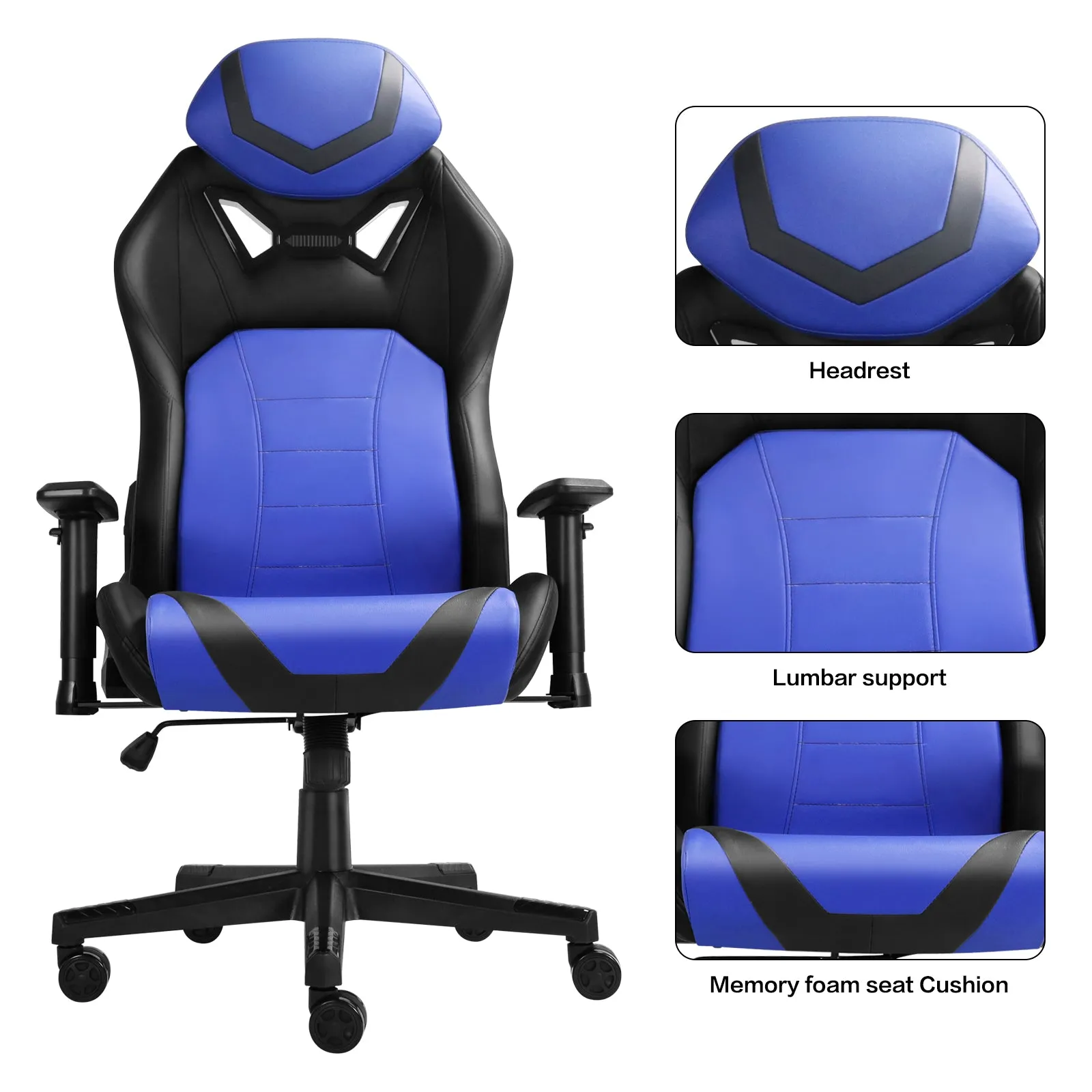 Ergonomic Gaming Chairs for Adults with High-Density Memory Foam | Swivel Comfortable Office Chair, Big and Tall Video Game Chair, High Back Computer Chair for Home, Office