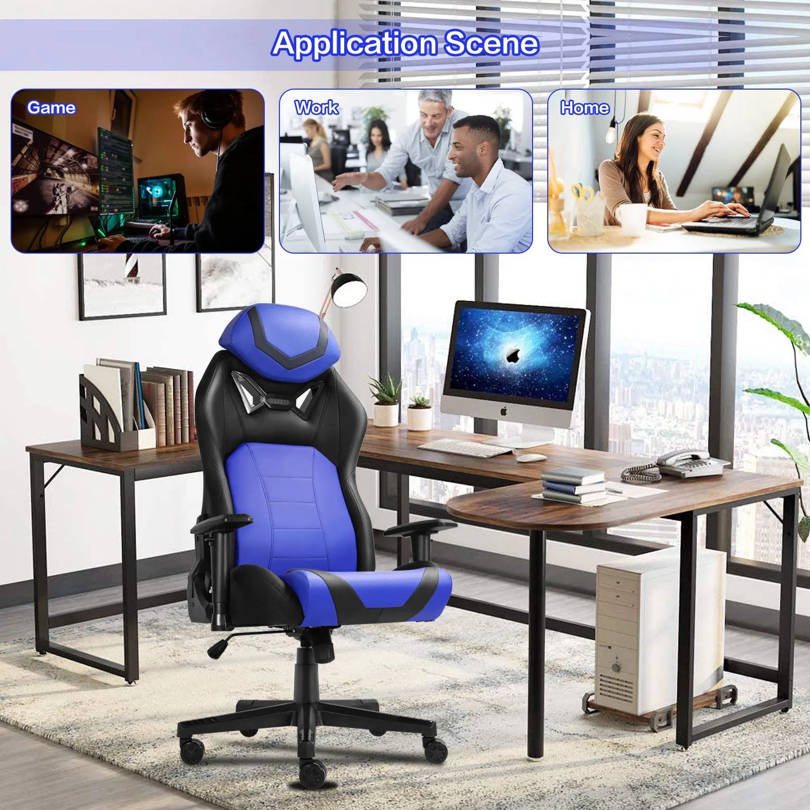 Ergonomic Gaming Chairs for Adults with High-Density Memory Foam | Swivel Comfortable Office Chair, Big and Tall Video Game Chair, High Back Computer Chair for Home, Office