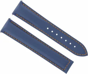 Ewatchparts 18/16mm Leather Watch Band Strap With Orange Stitching Compatible With Omega Seamaster Planet Speedmaster Moon Blue
