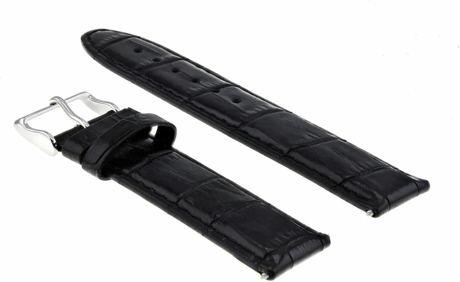 Ewatchparts 18mm Leather Watch Band Strap Compatible With Omega Seamaster Speedmaster Black