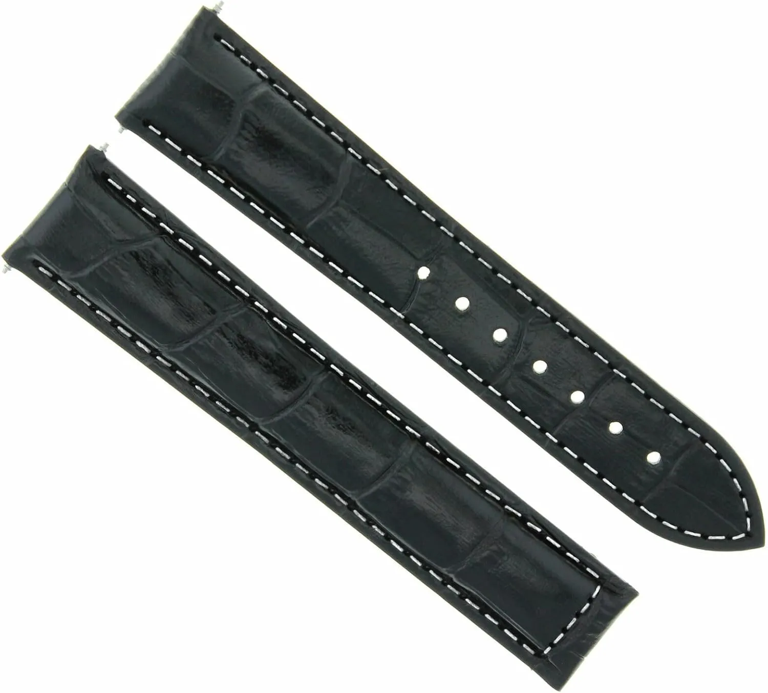 Ewatchparts 19mm Leather Watch Band Strap Compatible With Omega Speedmaster 1155 Reference 175.0084 Black With White Stitching