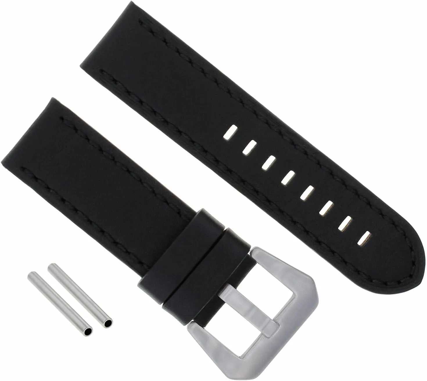 Ewatchparts 20mm Cow Premium Leather Watch Band Strap Smooth Compatible With Panerai Black