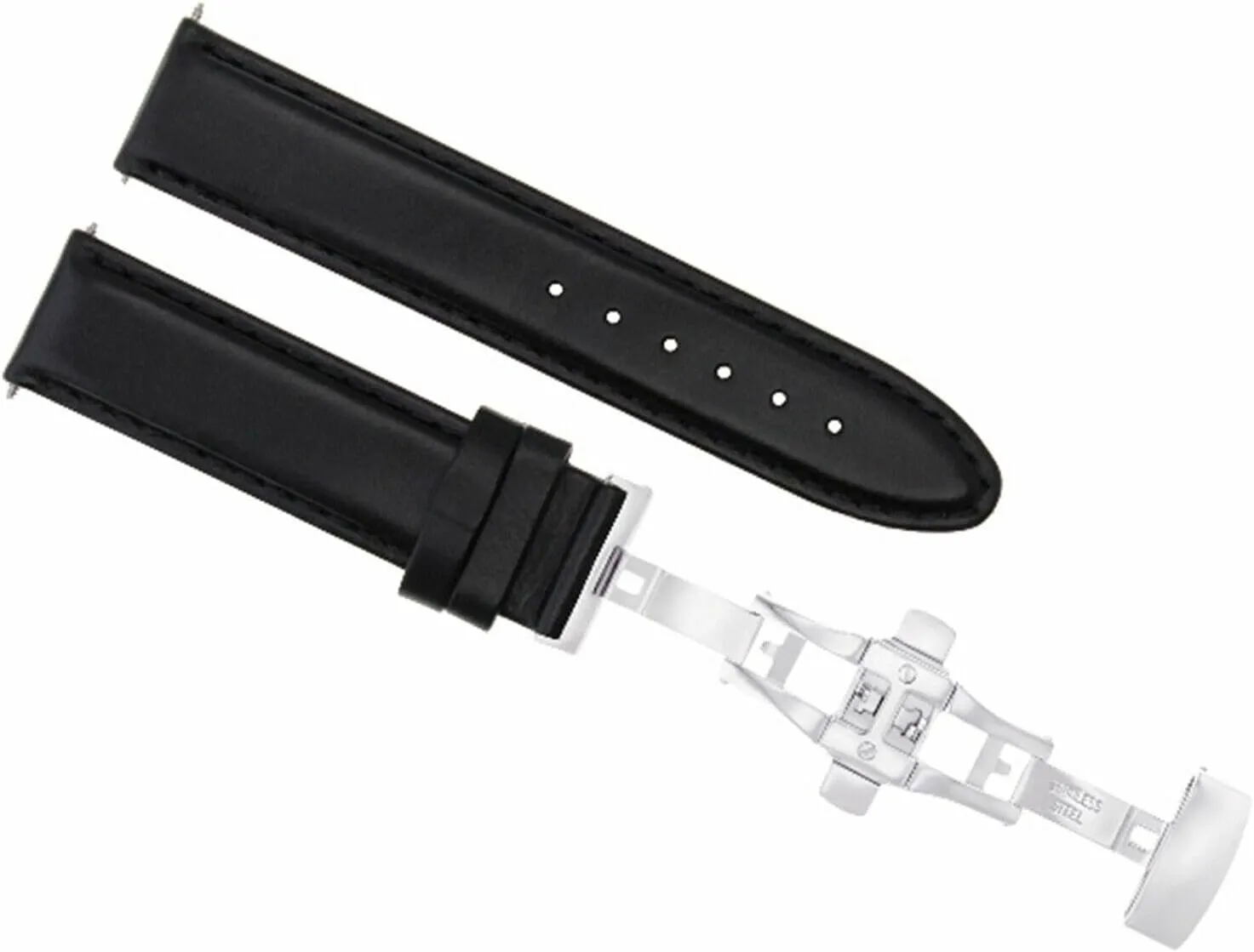 Ewatchparts 20mm Genuine Leather Smooth Watch Band Strap Compatible With Tag Heuer Aquaracer F1 Clasp Black