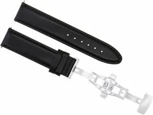 Ewatchparts 20mm Genuine Leather Smooth Watch Band Strap Compatible With Tag Heuer Aquaracer F1 Clasp Black