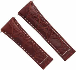 Ewatchparts 20mm Leather Watch Band Strap Compatible With Rolex Daytona 116519 Cognac/Tan With White Stitching Regular