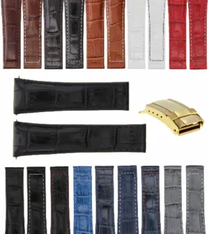 Ewatchparts 20mm Leather Watch Band Strap Compatible With Rolex Daytona 16519 116520/23 Short Medium Long Gold