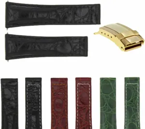 Ewatchparts 20mm Leather Watch Band Strap Compatible With Rolex Daytona Includes Gold Short Medium