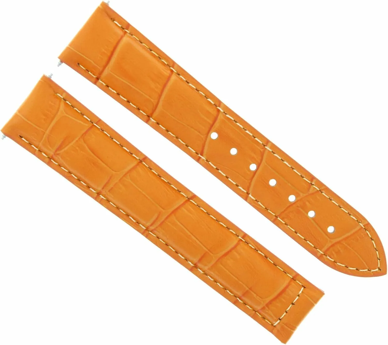 Ewatchparts 22mm Leather Watch Band Strap Compatible With 45-45.5mm Omega Seamaster Planet Ocean Orange With White Stitching