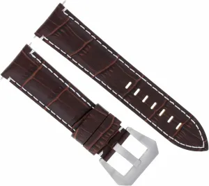 Ewatchparts 22mm Leather Watch Band Strap Compatible With Breitling Navitimer Bentley Avenger Brown With White Stitching