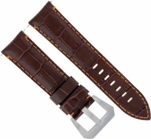 Ewatchparts 22mm Leather Watch Band Strap Compatible With Breitling Navitimer Colt Bentley Brown Orange