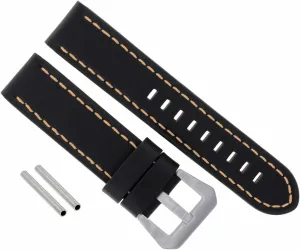 Ewatchparts 22MM PREMIUM PAM LEATHER WATCH BAND STRAP COMPATIBLE WITH PANERAI MARINA BLACK ORANGE LONG