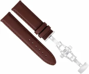 Ewatchparts 22mm Smooth Leather Band Strap Deployment Buckle Compatible With Girard Perregaux Light Brown