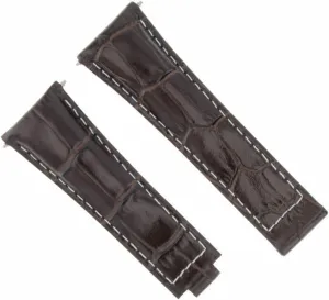 Ewatchparts Leather Watch Band Strap Compatible With Rolex Daytona 16518 116520 116528 Dark Brown With White Stitching Long