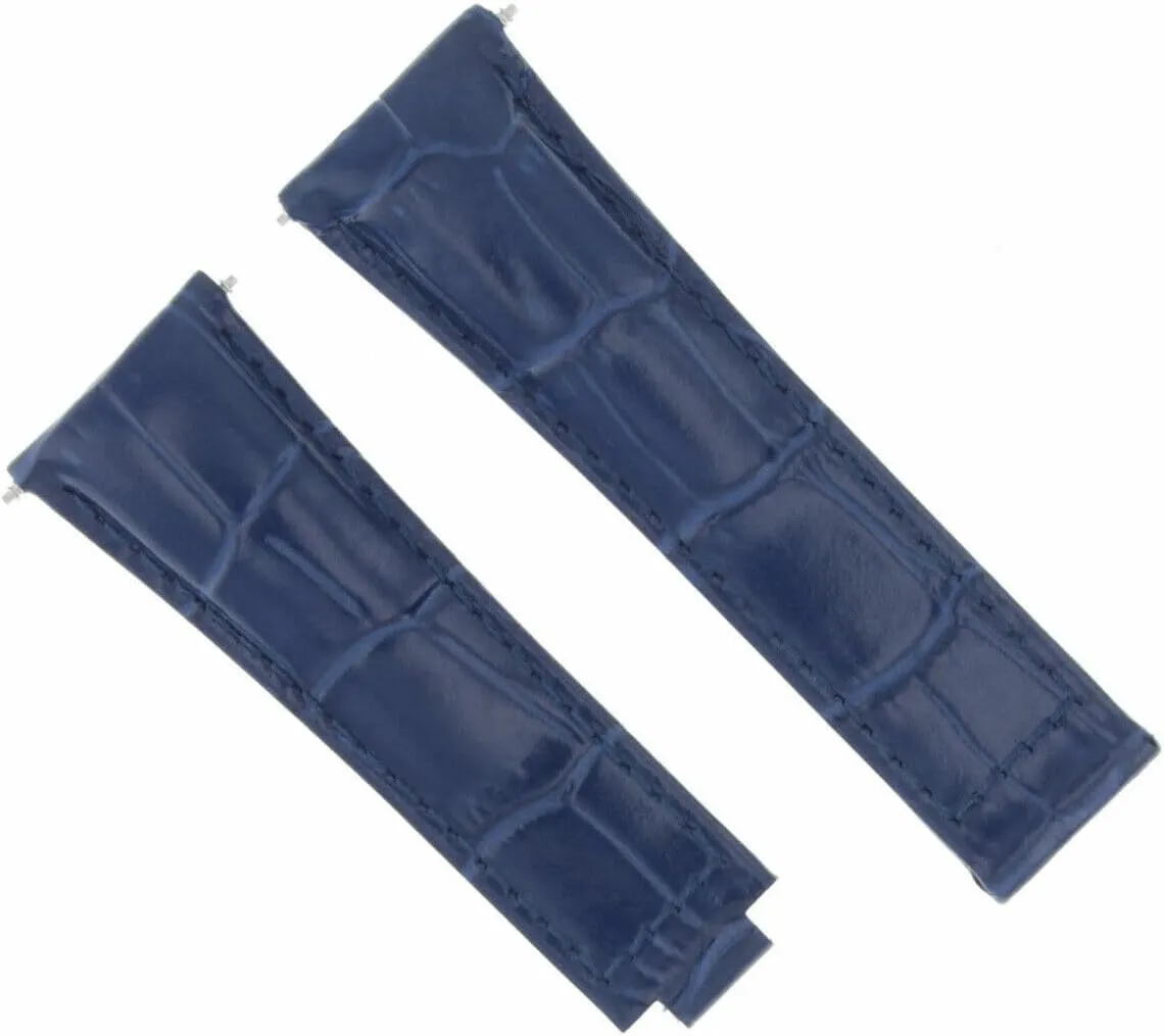 Ewatchparts Leather Watch Band Strap Compatible With Rolex Daytona 16518 16519 116523 116528 Blue Long