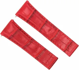 Ewatchparts Leather Watch Band Strap Compatible With Rolex Daytona 16518 16520 116519 116520 Red Short