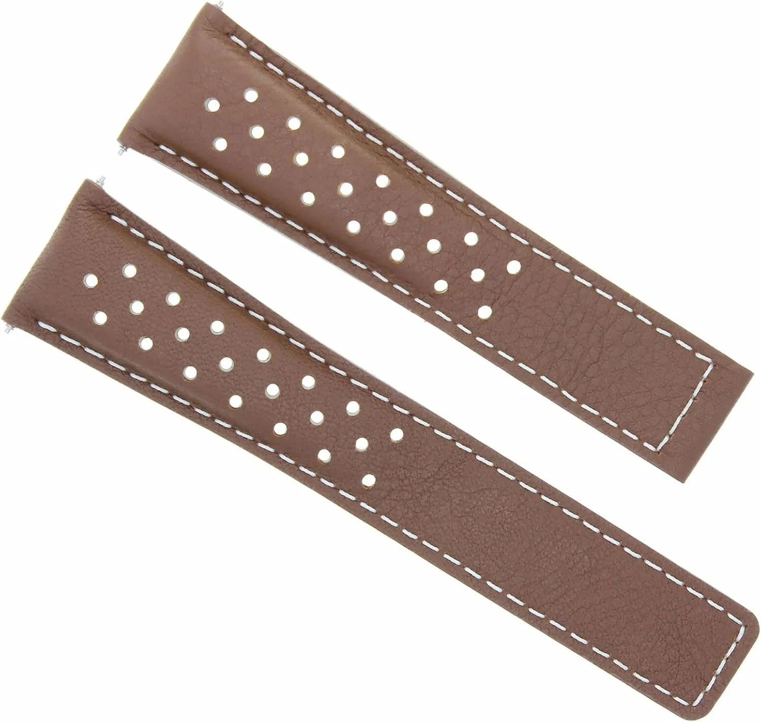 Ewatchparts Leather Watch Band Strap Smooth 20mm Compatible With Tag Heuer Carrera Cay2111 Watch Tan With White Stitching
