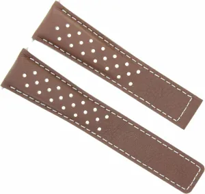 Ewatchparts Leather Watch Band Strap Smooth 20mm Compatible With Tag Heuer Carrera Cay2111 Watch Tan With White Stitching