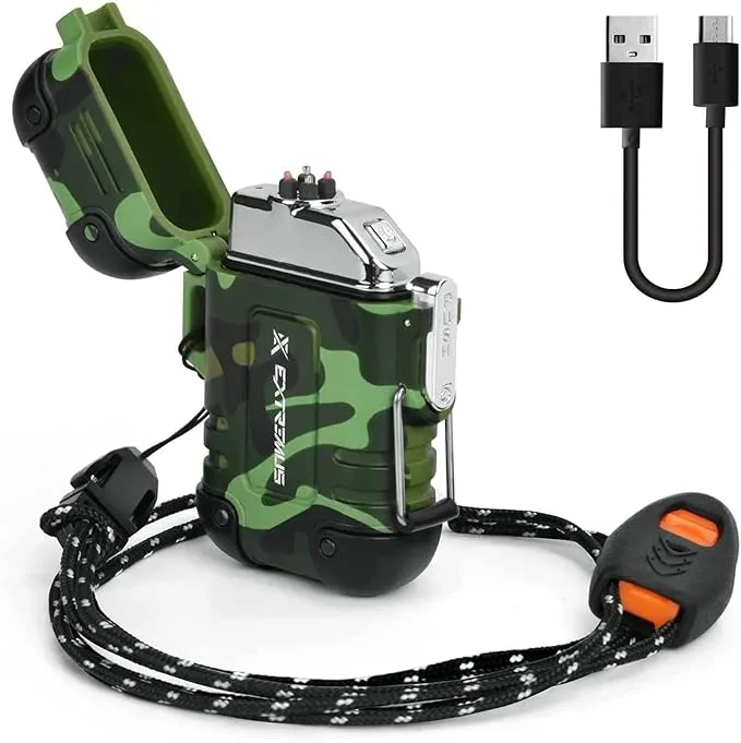 Extremus Blaze 360 Lighters, Rechargeable Electric Lighters, Dual Arc Lighter, Plasma Lighters, Waterproof & Windproof Lighter, USB Flameless Lighter for Camping, Hiking, Outdoor Adventures