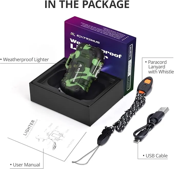 Extremus Blaze 360 Lighters, Rechargeable Electric Lighters, Dual Arc Lighter, Plasma Lighters, Waterproof & Windproof Lighter, USB Flameless Lighter for Camping, Hiking, Outdoor Adventures