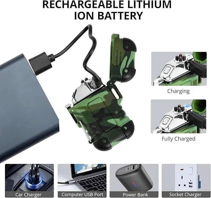 Extremus Blaze 360 Lighters, Rechargeable Electric Lighters, Dual Arc Lighter, Plasma Lighters, Waterproof & Windproof Lighter, USB Flameless Lighter for Camping, Hiking, Outdoor Adventures