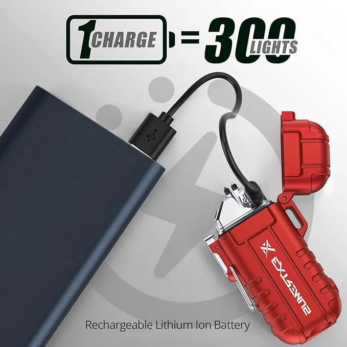 Extremus Blaze 360 Rechargeable Electric Lighters, Dual Arc Lighter, Windproof Plasma Lighter, Waterproof Flashlight Lighter, Flameless Lighter with Whistle Lanyard for Camping