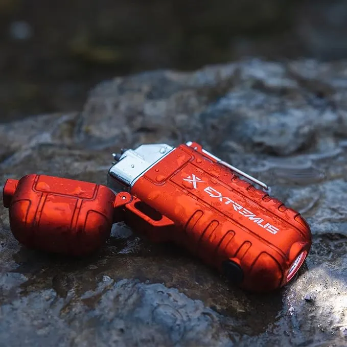 Extremus Blaze 360 Rechargeable Electric Lighters, Dual Arc Lighter, Windproof Plasma Lighter, Waterproof Flashlight Lighter, Flameless Lighter with Whistle Lanyard for Camping