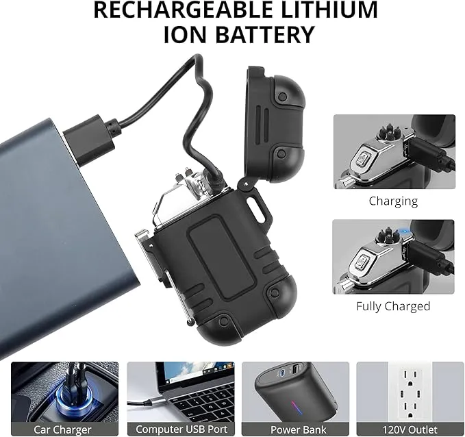 Extremus Blaze 360 USB Rechargeable Electric Arc Plasma Lighters - Waterproof & Windproof for Camping, Hiking, Outdoor Adventures