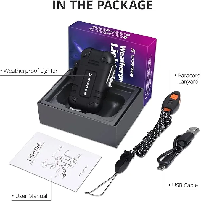 Extremus Blaze 360 USB Rechargeable Electric Arc Plasma Lighters - Waterproof & Windproof for Camping, Hiking, Outdoor Adventures