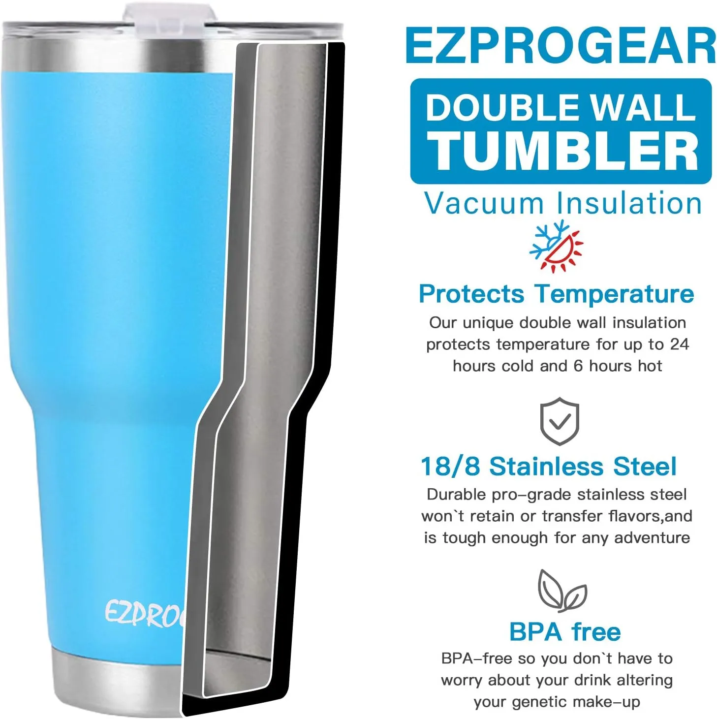 Ezprogear 40 oz Tumbler with Handle Double wall Stainless Steel Mug (Cherry Tumbler)