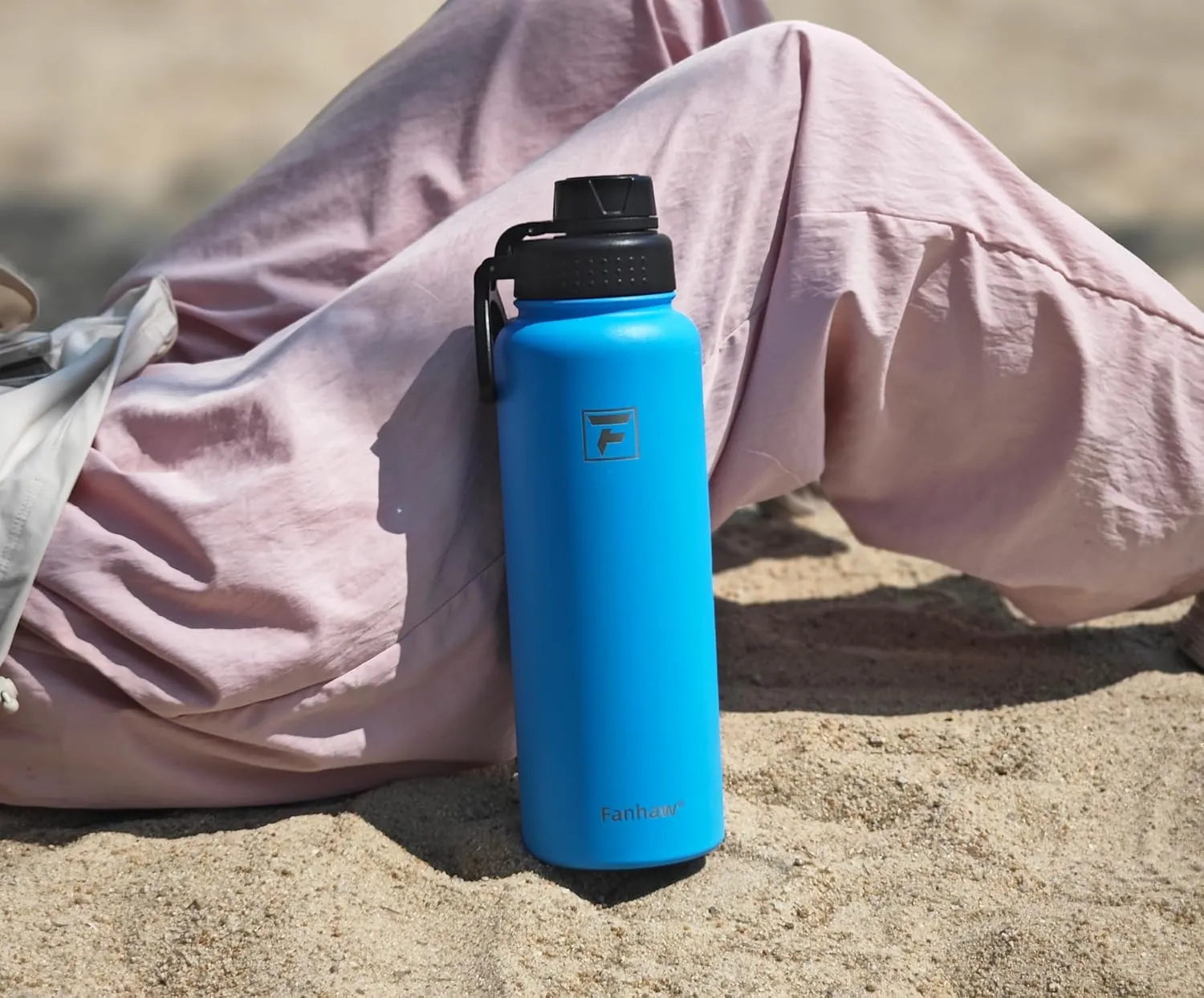 Fanhaw 32 oz Stainless Steel Insulated Water Bottle with 3 Lids (Straw, Spout and Carabiner Lid) - Wide Mouth Travel Thermal Mug (Purple Green)