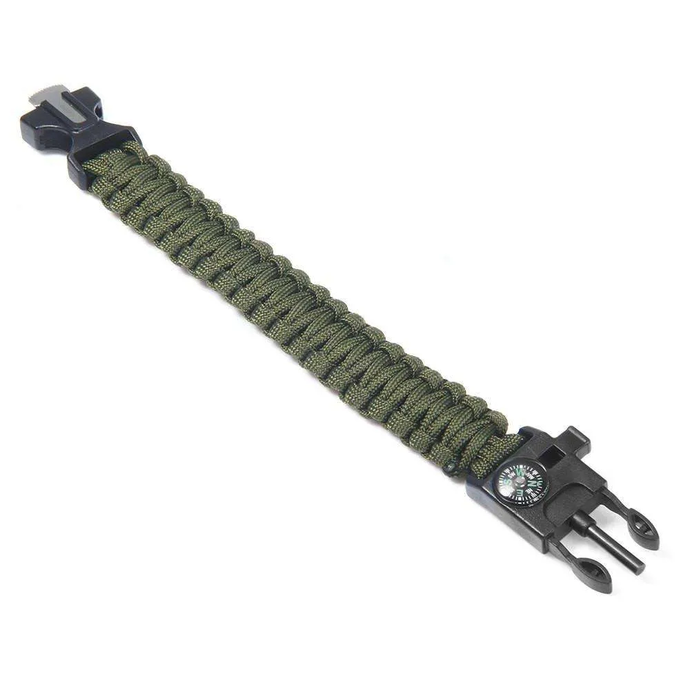 Fashion Survival BraceletFlint Fire Starter Gear Escape Paracord Whistle Cord Buckle Camping Bracelets Rescue Rope Travel Kits