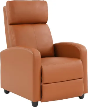 FDW Recliner Chair Push Back Sofa Home Theater Seating with Lumbar Support and Leather Padded Seat Backrest for Living Room (Tan)