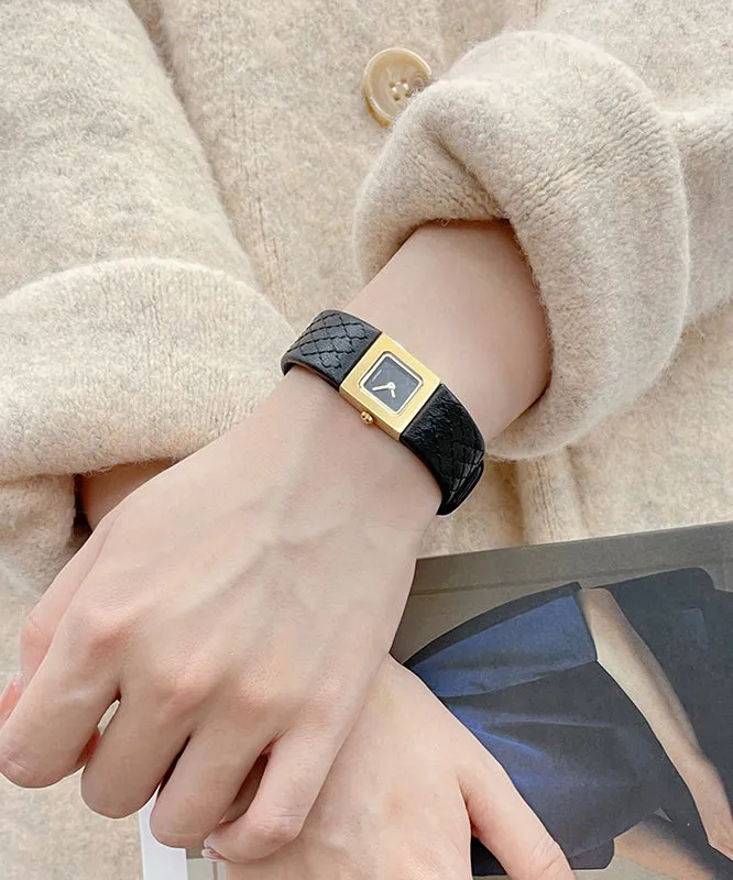 Fine Gold Leather Quartz Movement Waterproof Watches