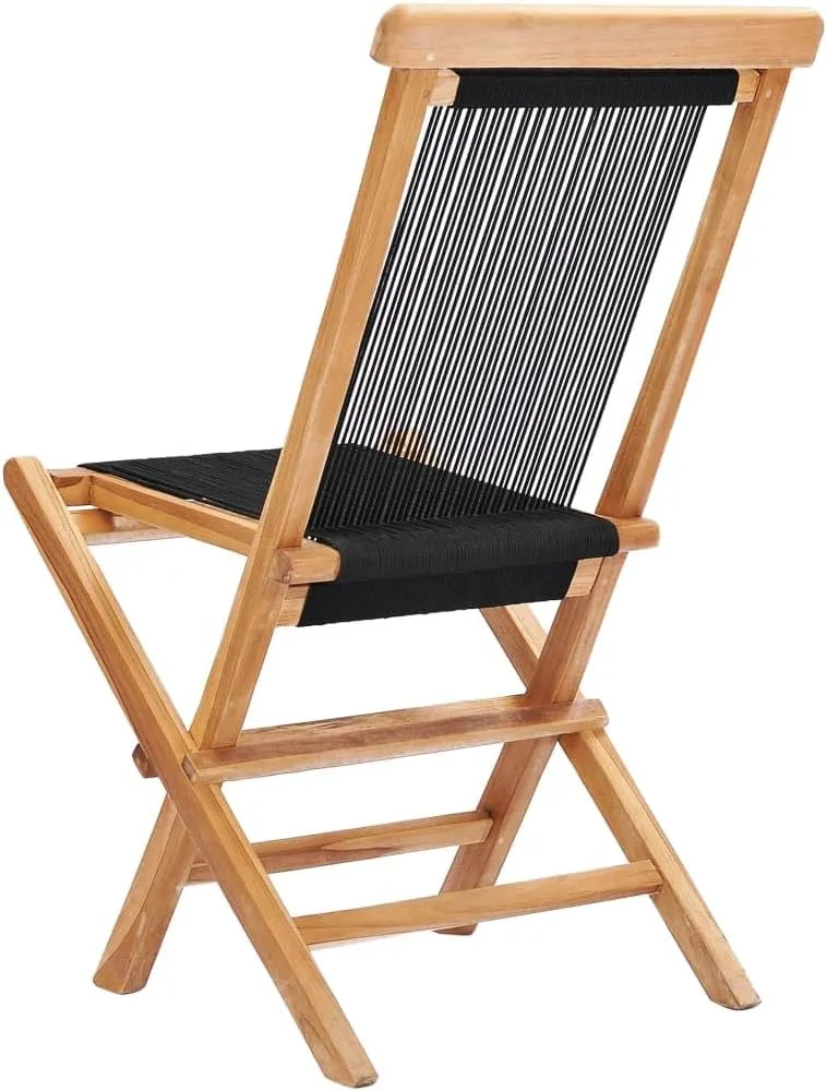 fire Pit Chairs,high Chair,Patio Furniture,Beach Chair,Folding Patio Chairs 2 pcs Solid Teak Wood and RopeFor Gardens, patios, Balconies