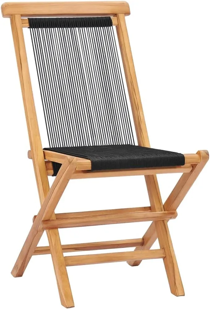 fire Pit Chairs,high Chair,Patio Furniture,Beach Chair,Folding Patio Chairs 2 pcs Solid Teak Wood and RopeFor Gardens, patios, Balconies