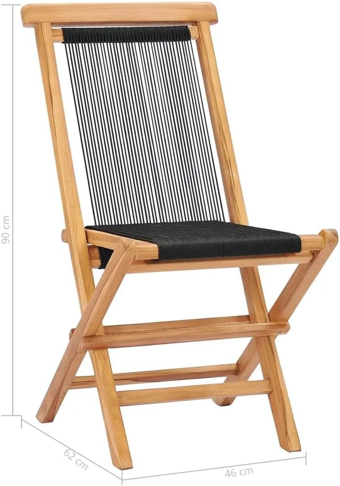 fire Pit Chairs,high Chair,Patio Furniture,Beach Chair,Folding Patio Chairs 2 pcs Solid Teak Wood and RopeFor Gardens, patios, Balconies