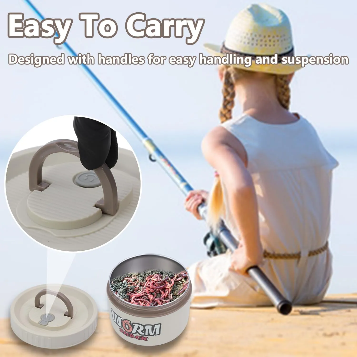 Fishing Bait Container, Insulated Stainless Steel, Live Bait Storage, Worm Storage Box, Nightcrawler Box, Bait Tank, Compact and Durable,Small and Portable, Keeps Bait Fresh and Alive
