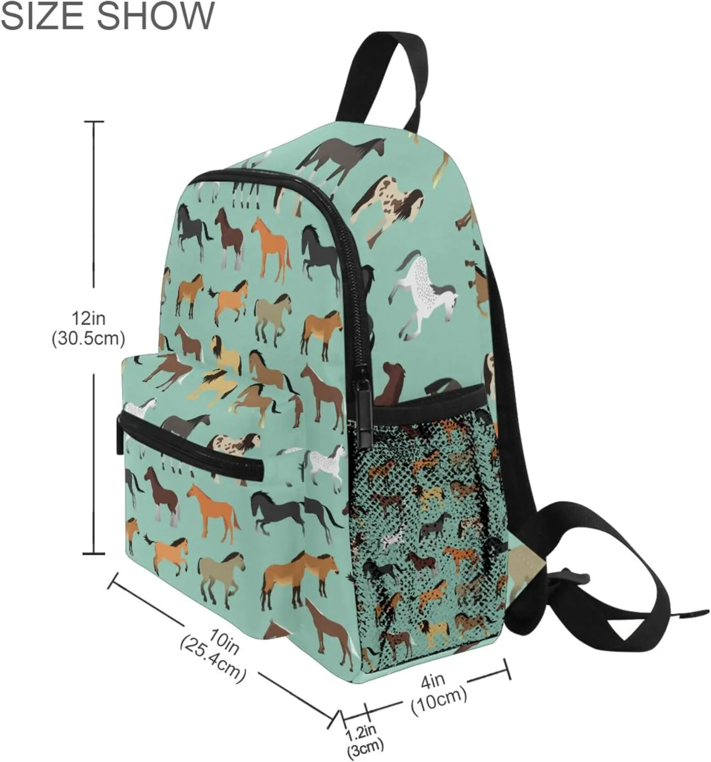 Fisyme Cute Horse Toddler Backpack School Bag Kids Daypack for Kindergarten Preschool Nursery Girls Boys, M