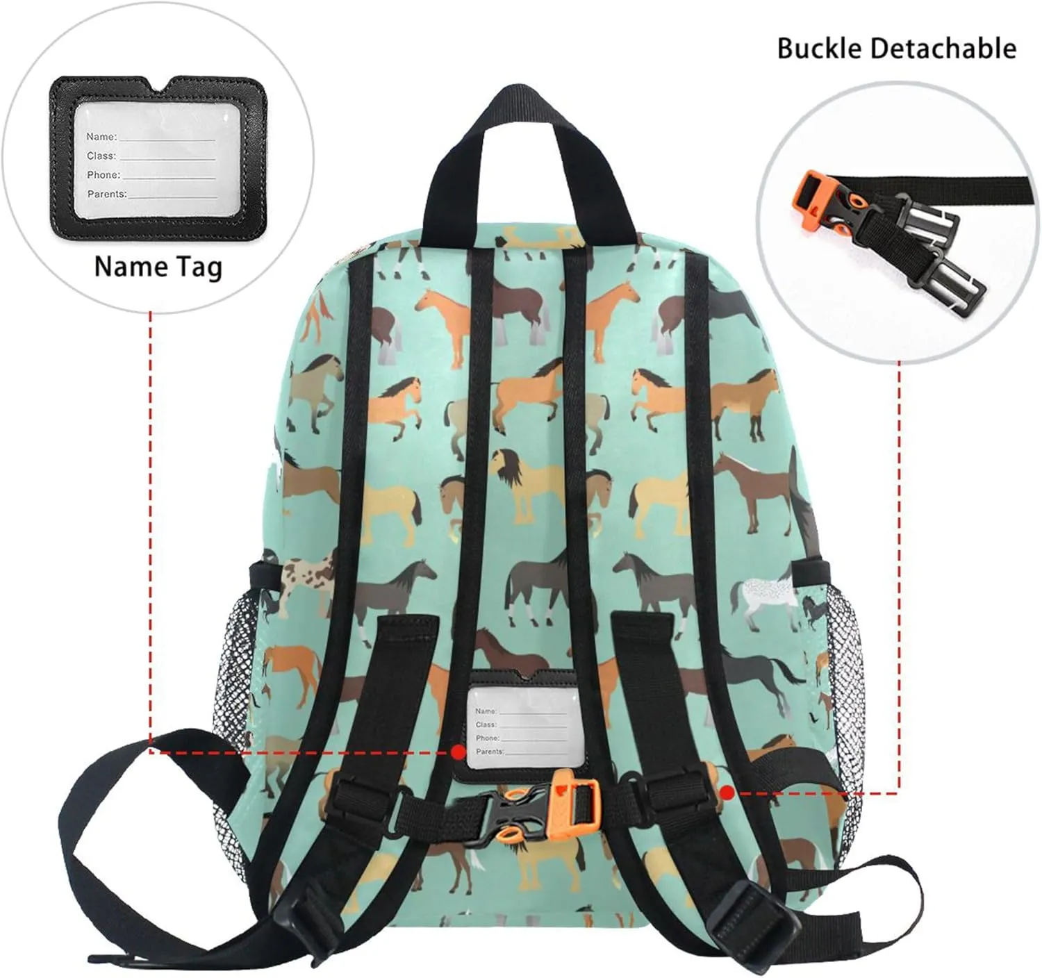 Fisyme Cute Horse Toddler Backpack School Bag Kids Daypack for Kindergarten Preschool Nursery Girls Boys, M