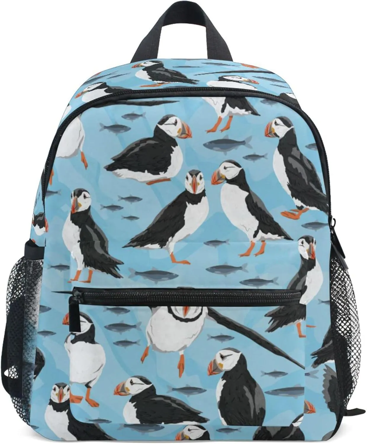 Fisyme Puffins Birds Toddler Backpack School Bag Kids Daypacks for Kindergarten Preschool Nursery Girls Boys, S