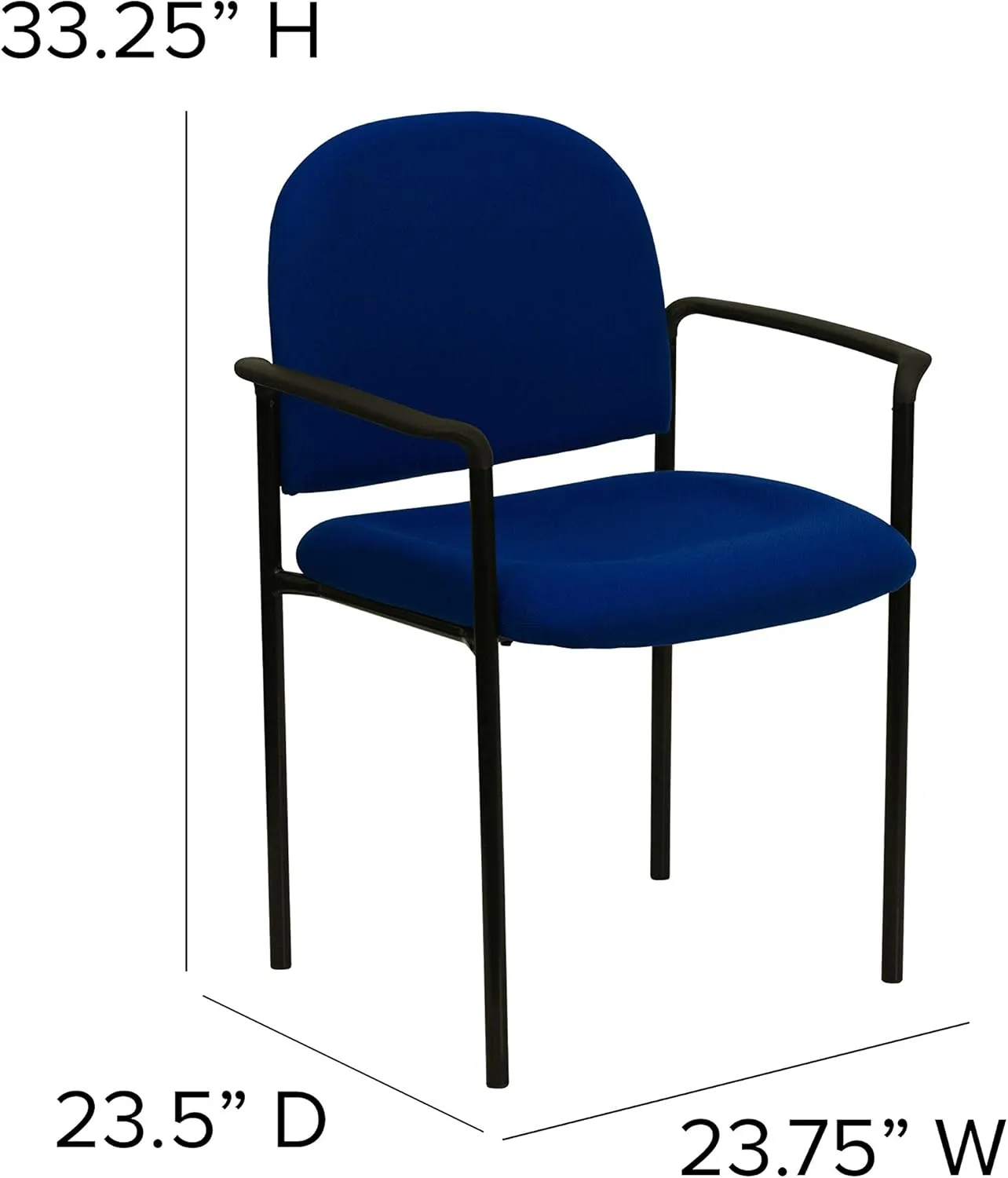 Flash Furniture Tiffany Comfort Navy Fabric Stackable Steel Side Reception Chair with Arms