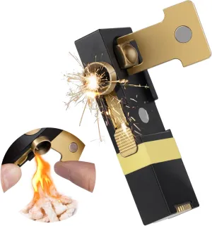 Flint Striker Spark Lighter, Unique Torch Striker Lighters with 4 Extra Flints Replacement, EDC Emergency Flint Fire Starter, Survival Gear and Supplies for Outdoor Camping Hiking