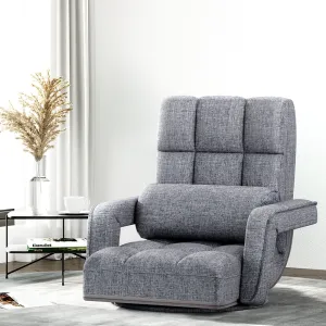 Floor Sofa Reclining Gaming Chair with Swivel Base - Grey
