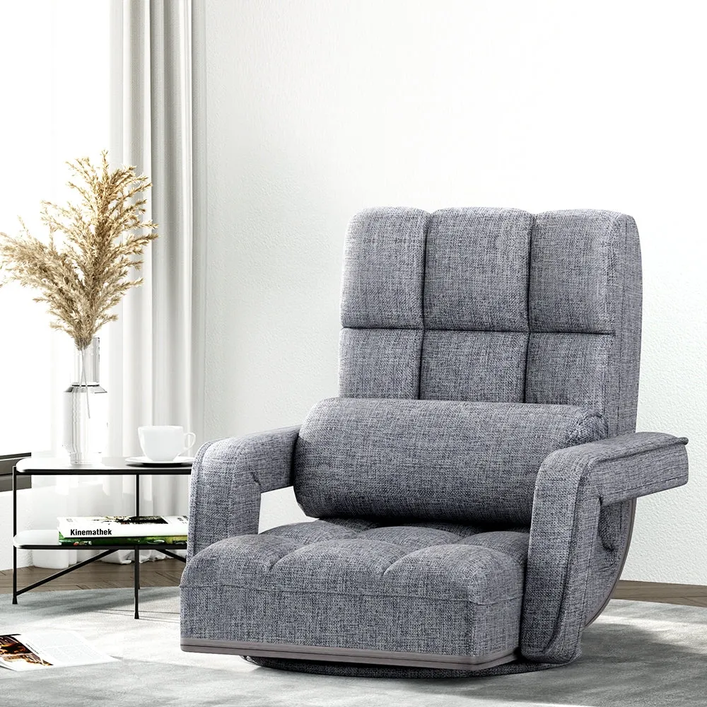 Floor Sofa Reclining Gaming Chair with Swivel Base - Grey
