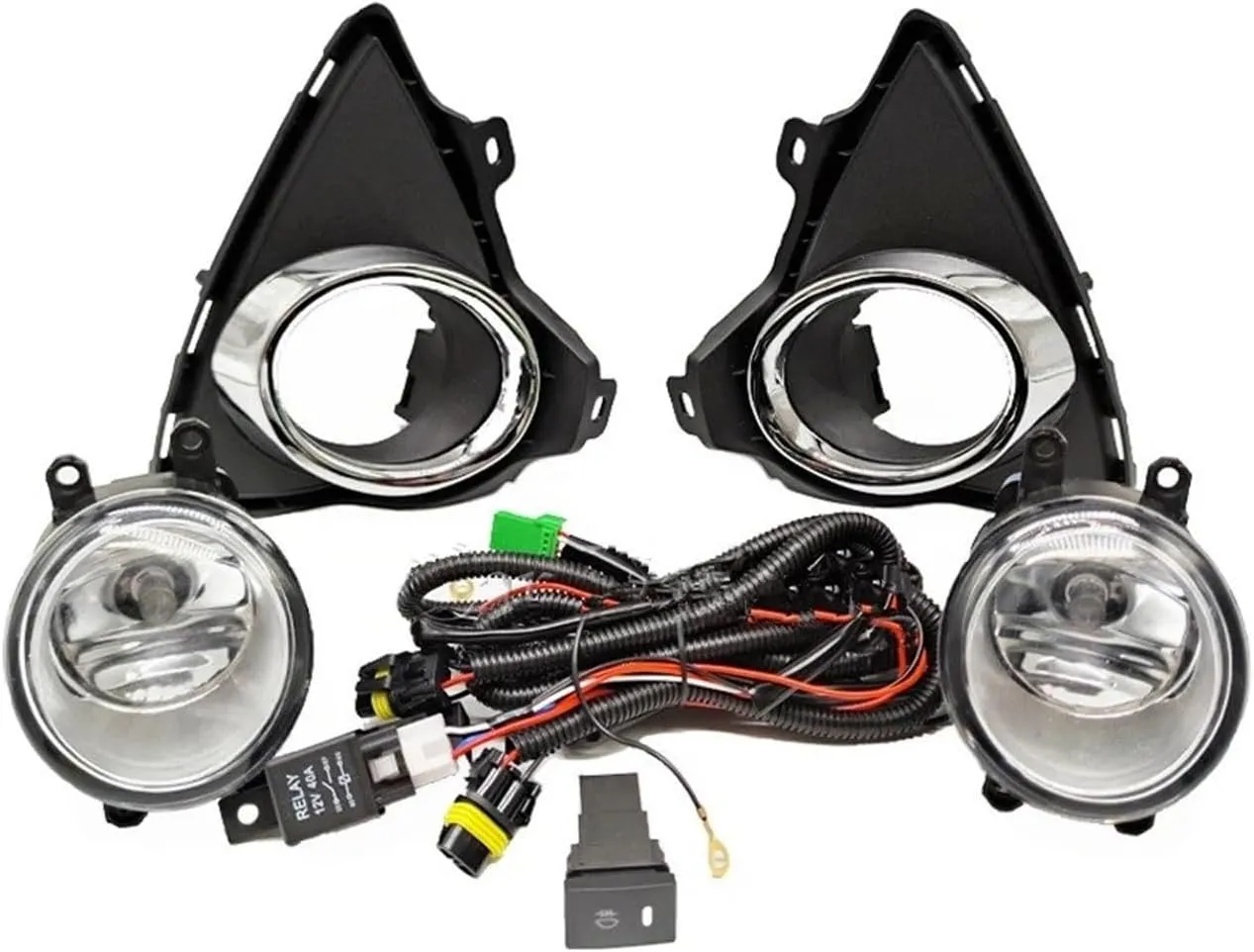 Fog Lights Car LED Front Bumper Fog Lights Fog Lamp Harness Wiring Cover Grille Halogen Angel Eyes DRL For Toyota For Auris 2014 2015 Fog Light Lamp Assembly(Fog Halogen set)