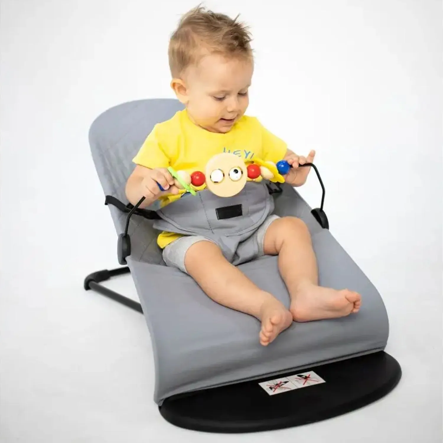 Foldable Baby Balance Bouncer | Newborn Rocking Chair With Toys | 0-1 Yr | Grey