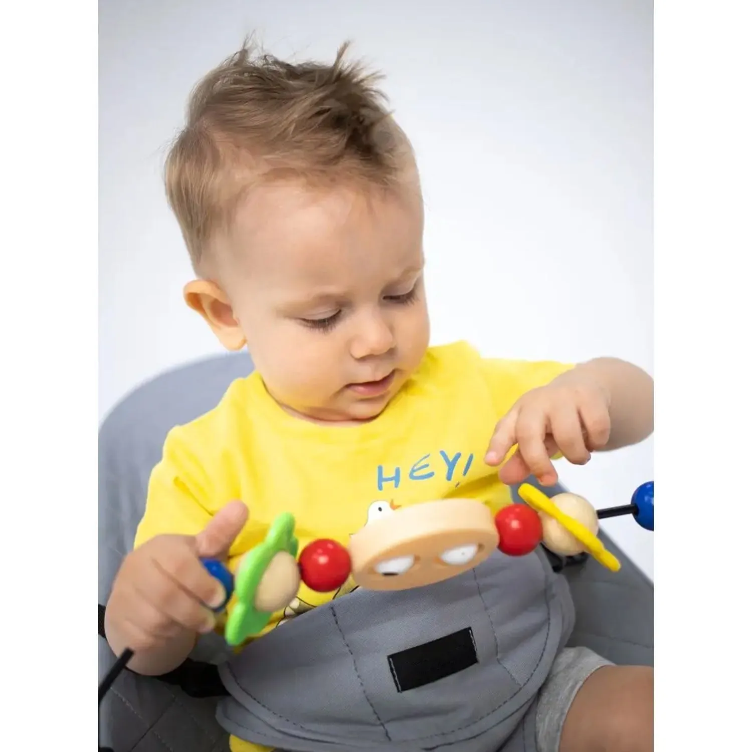 Foldable Baby Balance Bouncer | Newborn Rocking Chair With Toys | 0-1 Yr | Grey