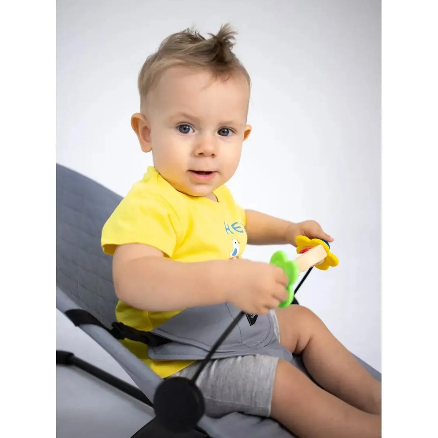 Foldable Baby Balance Bouncer | Newborn Rocking Chair With Toys | 0-1 Yr | Grey