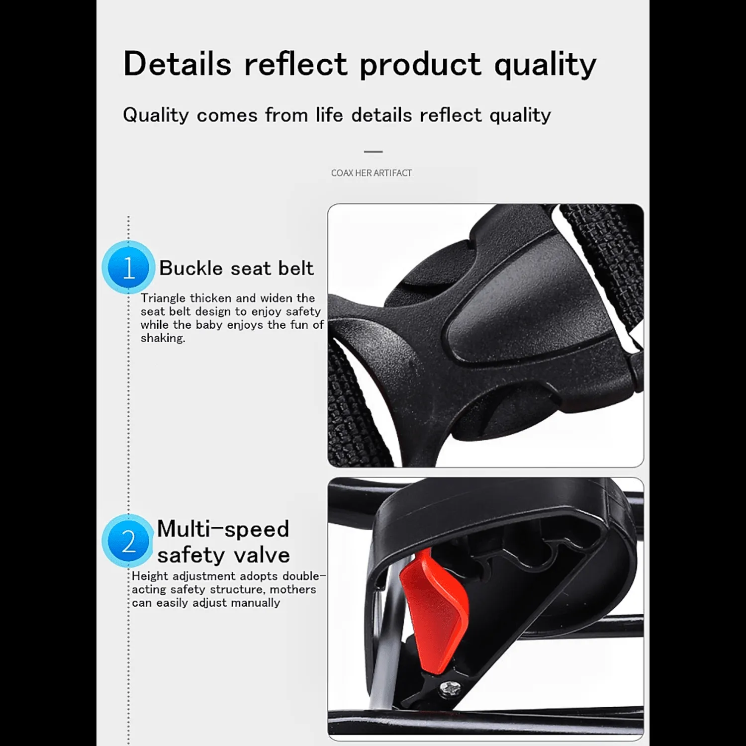 Foldable Baby Balance Bouncer | Newborn Rocking Chair With Toys | 0-2 Yr | Black