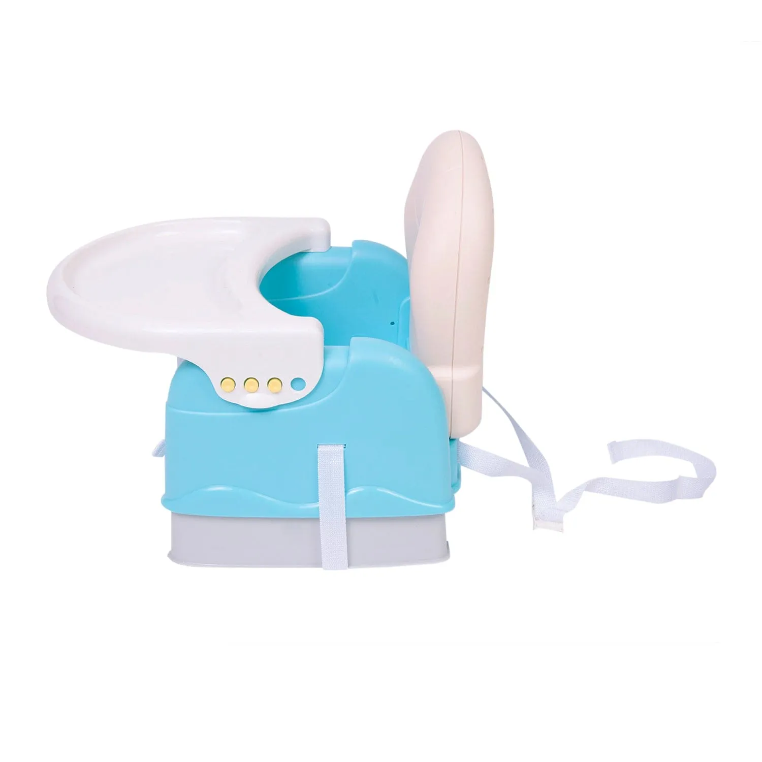 Foldable Feeding Booster Seat Adjustable Height And Food Tray Blue